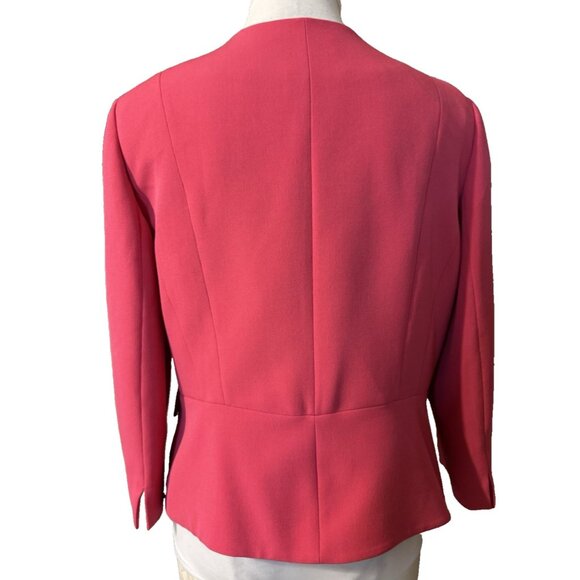 Kasper Elle Iconic Crepe Suit Jacket Blazer 14 Pink Open Front 3/4 Sleeve NEW - Picture 11 of 16